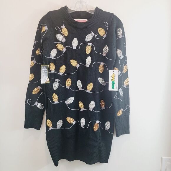 Tipsy Elves Light Strand Sequin Sweater Dress Size Small NWT - Picture 3 of 11